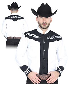 Camisa Charra El General Blanco Con Negro 40792