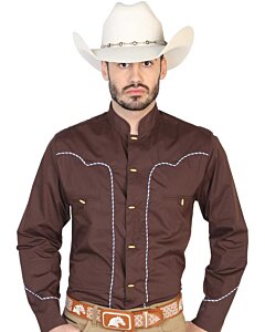 CAMISA CHARRA MILITAR EL GENERAL 2019-107 CAFÉ