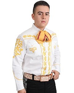 Camisa Charra Blanca Con Bordado Amarillo 060 WD 11-844