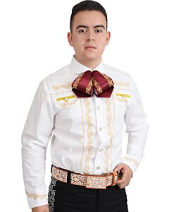 Camisa Charra Color Blanco Bordado Oro WD 11-862