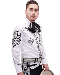 Camisa Charra Blanca Con Negro 060 WD 11-842