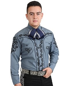 Camisa Charra Color Gris-Negro 060 WD 11-841