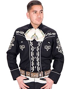 Camisa Charra 060 Color Negro Con Bordado Blanco WD 11-746