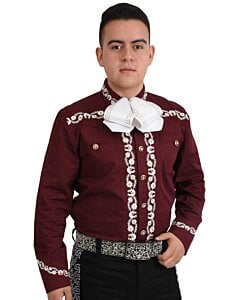 Camisa Charra Tradicional White Diamonds 10-856 Color Vino