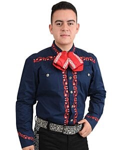 Camisa Charra Tradicional White Diamonds Western Wear 10-857 Color Azul