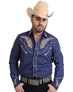 Camisa Charra White Diamonds Western Wear 10-851 Color Azul