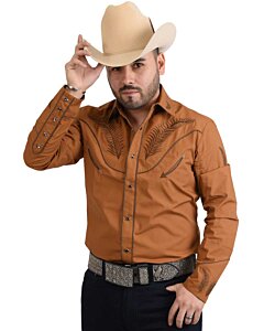 Camisa Charra White Diamonds Western Wear 10-855 Color Tabaco