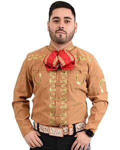 Camisa Charra Tradicional White Diamonds Western Wear 10-870 Herraduras Camel