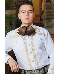 Camisa Charra Color Blanco Bordado Amarillo WD 11-812