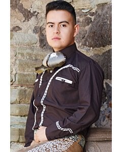 Camisa Charra Económica Café Vivos Color Hueso WD 11-816
