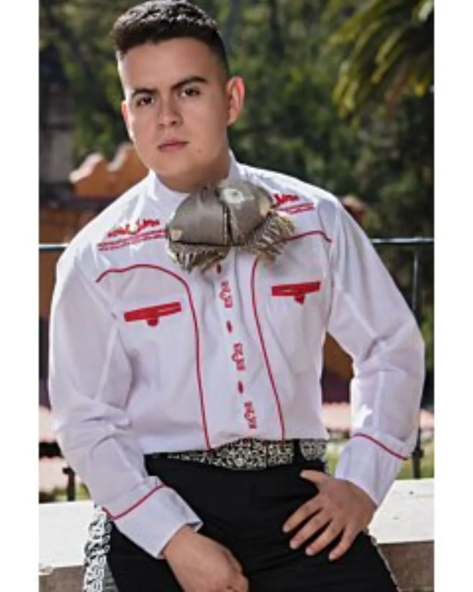 Camisa Charra Blanca Vivos Rojos WD 11-826