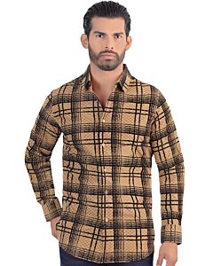 Camisa Beige A Cuadros Modern Fit Lam 0119