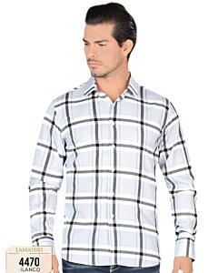 Camisa A Cuadros Manga Larga Blanca Lam 4470