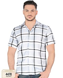Camisa A Cuadros Manga Corta Blanca Lam 4470