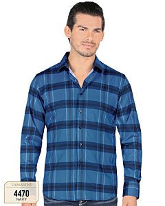 Camisa A Cuadros Manga Larga Color Vino Lam 4470