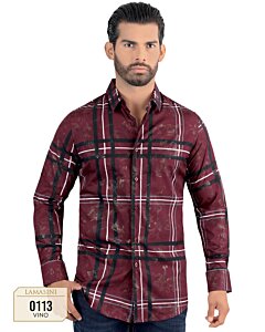 Camisa Cuadros Grandes Color Vino Modern Fit Lamasini 0113