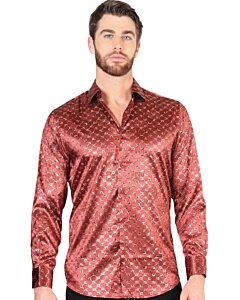 Camisa Burgundy-Gold De Moda El Señor De Los Cielos 44546