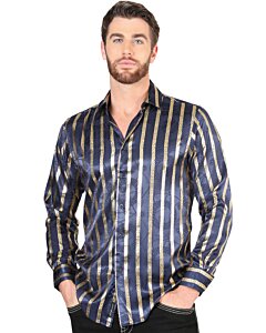 Camisa Con Líneas De Grecas Doradas Color Navy 44553