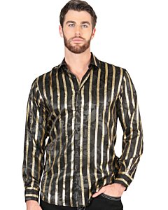 Camisa Con Líneas De Grecas Doradas Color Negro 44554
