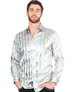 Camisa Con Líneas De Grecas Doradas Color Gris 44578