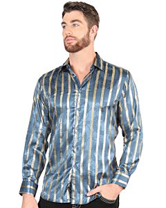 Camisa Con Líneas De Grecas Doradas Color Teal 44580