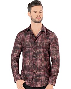 Camisa Montero Modern Fit Burgundy Estampada 0434