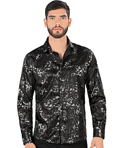 Camisa Montero Modern Fit Negra Estampada 0795