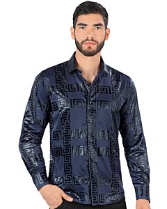 Camisa Navy Con Grecas Montero Fashion 0800