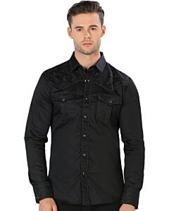 Camisa Bordada Vaquera Negro-Negro Montero Fashion 3537