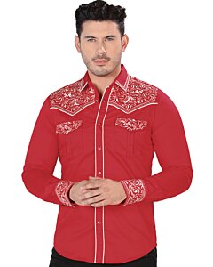 Camisa Bordada Vaquera Roja Montero Fashion 3537
