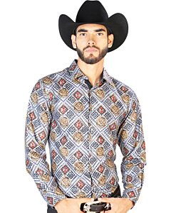 Camisa Fina El Señor De Los Cielos 43790 Color Blanco-Oro