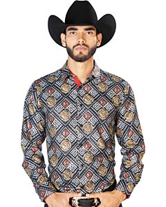 Camisa Fina El Señor De Los Cielos 43798 Color Negro-Blanco-Oro