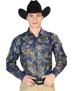 Camisa Fina Estampada El Señor De Los Cielos 43827 Color Azul