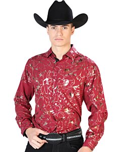 Camisa Fina El Señor De Los Cielos 43861 Color Vino