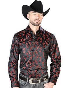 Camisa De Color Negro Con Rojo Jacquard Centenario 43742