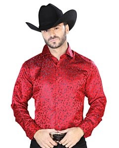 Camisa Jacquard Centenario 43764 Color Rojo Con Azul