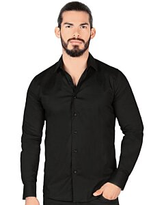 Camisa Negra Clásica Solida Lamasini 1436 Manga Larga