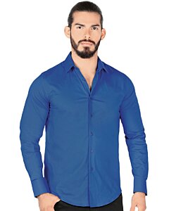 Camisa Clásica Color Azul Rey Liso Lamasini 1436