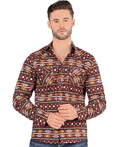 Camisa Casual Manga Larga Vino Montero 3004