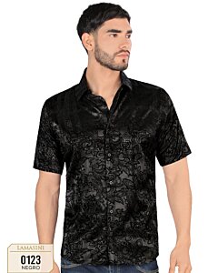 Camisa Lamasini Negra Modern Fit 0123 Manga Corta