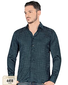 Camisa Color Teal Modern Fit Moda Lamasini 4459