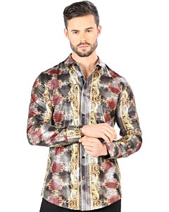 Camisa Estampada De Moda Montero 3002 Color Oro