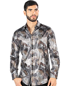Camisa Estampada De Moda Montero 3002 Color Negro