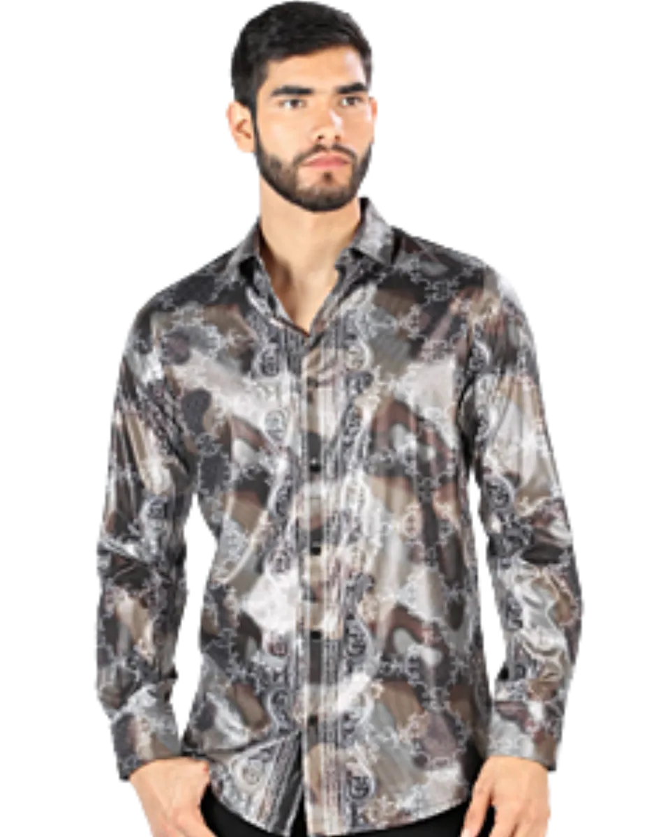Camisa Estampada De Moda Montero 3002 Color Negro