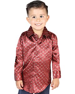 Camisa Burgundy-Gold De Vestir Para Niño El General 44564