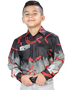 Camisa Casual De Niño Color Negro-Gris 44077