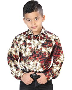 Camisa Casual De Niño Color Burgundy 44104