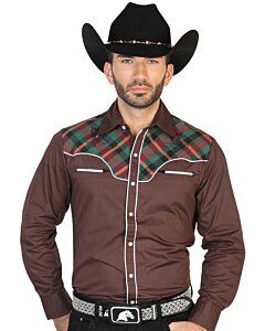 CAMISA VAQUERA MANGA LARGA EL GENERAL 2019-108 COLOR CAFÉ