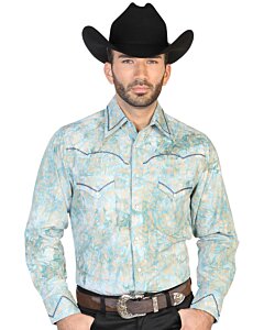 CAMISA VAQUERA ESTAMPADA Y BORDADA EL GENERAL 2019-139 COLOR VERDE OSCURO
