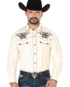 Camisa Vaquera Beige Bordada Estrella 126684
